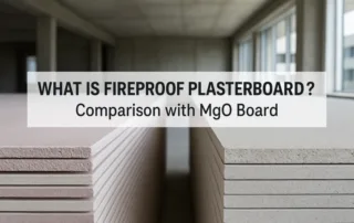 Comparison of fireproof plasterboard and MgO board in a modern interior setting